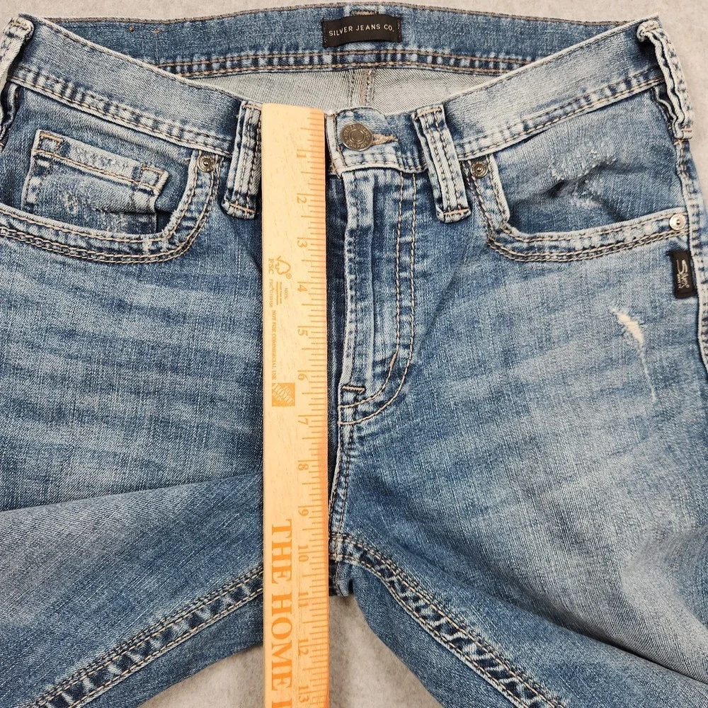 Silver Jeans 30x30 Blue Craig Relaxed Bootcut Stretch Light Wash Western Whisker